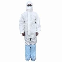 Baju Ppe Medical Polypropylene Disposable Suits Pergelangan Kaki Pergelangan Kaki Ritsleting Depan Elastis