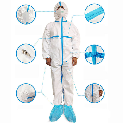 ISO13485 Baju Pelindung Tahan Air Baju Anti Statis Jumpsuit Dengan Rajutan Manset